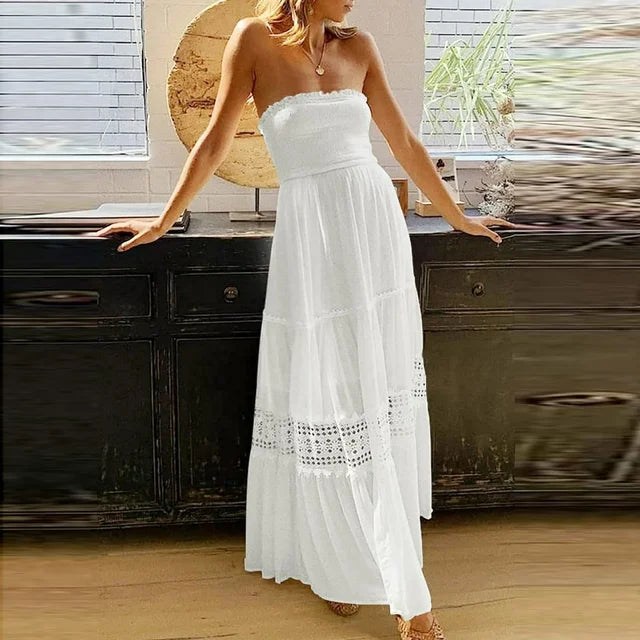 GR | Summery off-the-shoulder dress with lace detailing