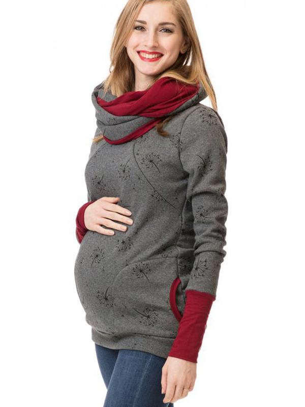GR | Maternity chaps, nurse sweatshirts, floral print, pockets, zipper, nursing wear