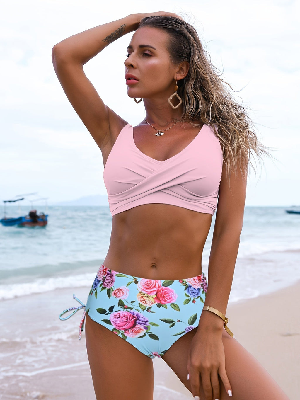 GR | Simple high-waisted bikini set for women