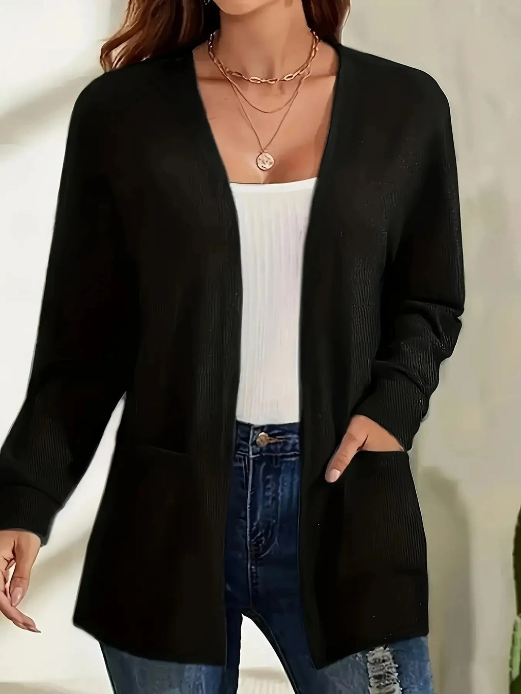 GR | Stilvolle Strickjacke mit Offener Front & Taschen