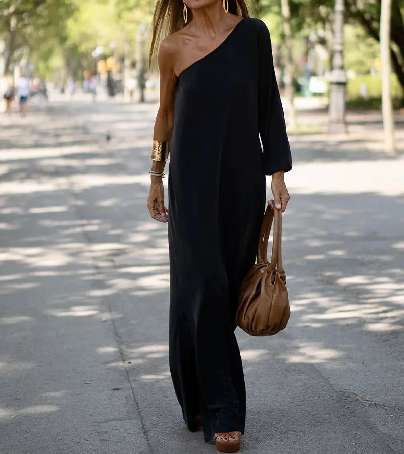 GR | Elegant Fließendes Ein-Schulter-Kleid