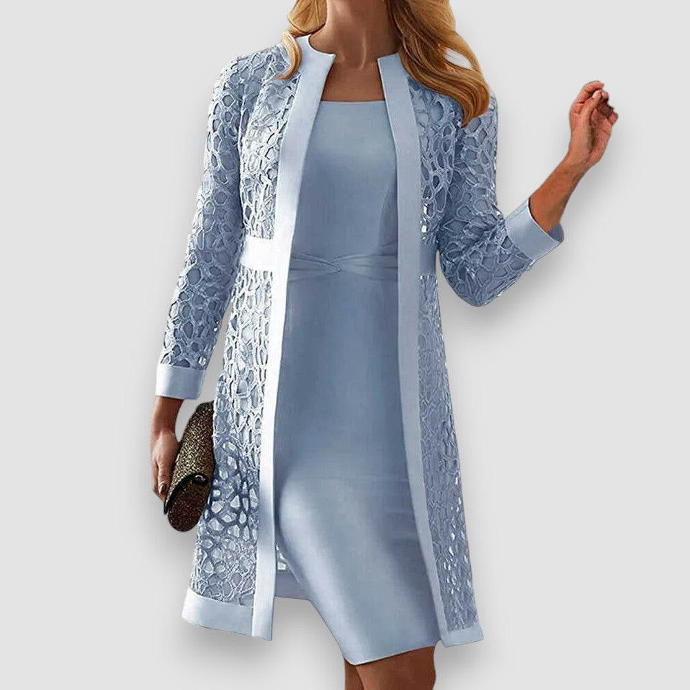 GR | Elegant Two-Piece Dress with Lace Jacket for Women