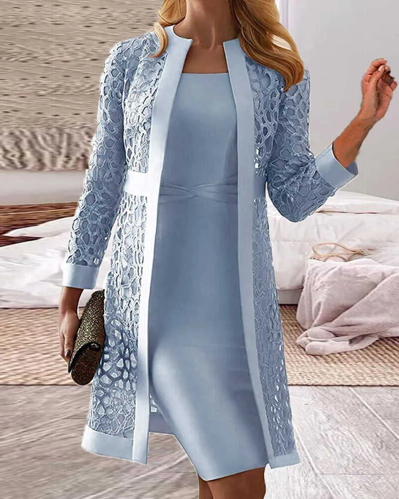 GR | Zweiteiliges Kleid mit Spitzenjacke für Frauen
