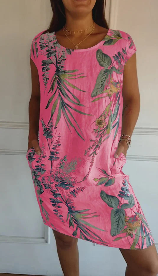 GR | Women's Printed Cotton and Linen Dress