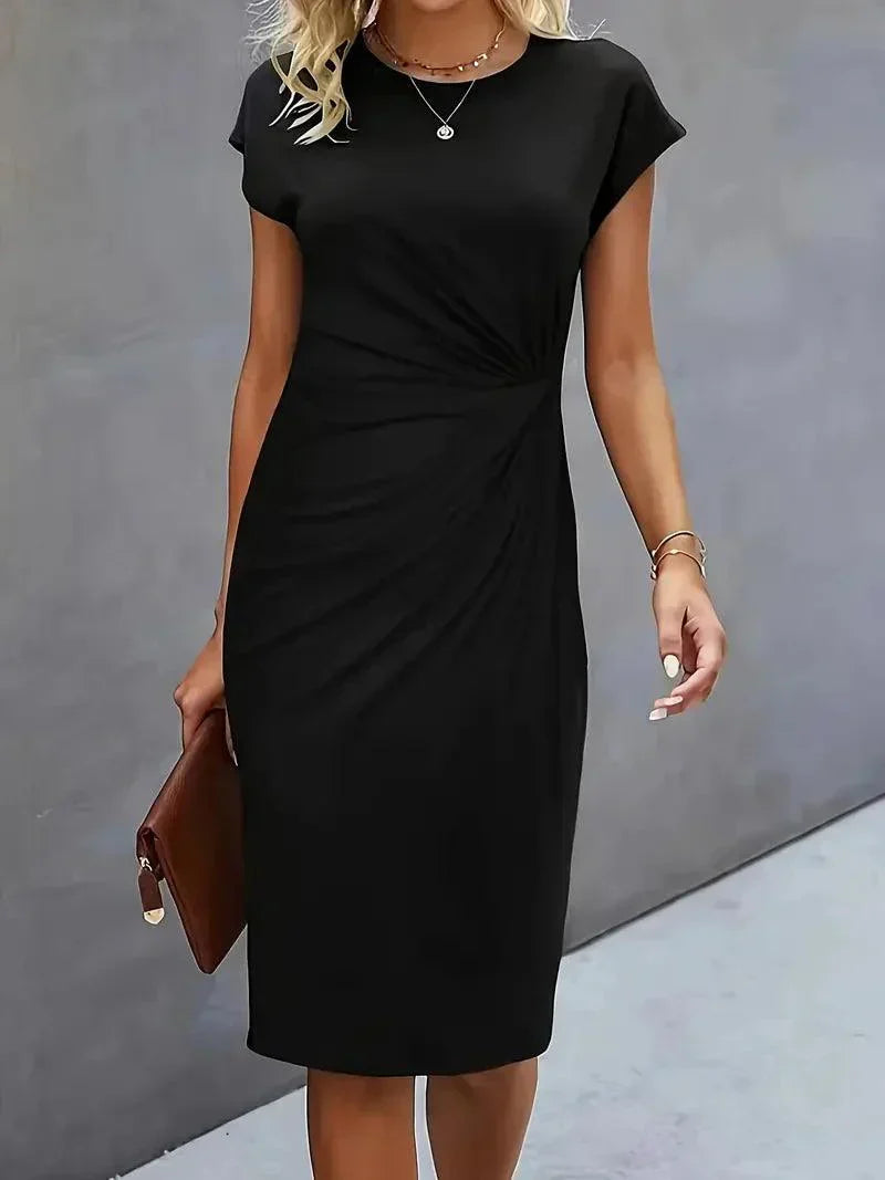 GR | Stilvolles Schmales Kleid Mit Rundhalsausschnitt