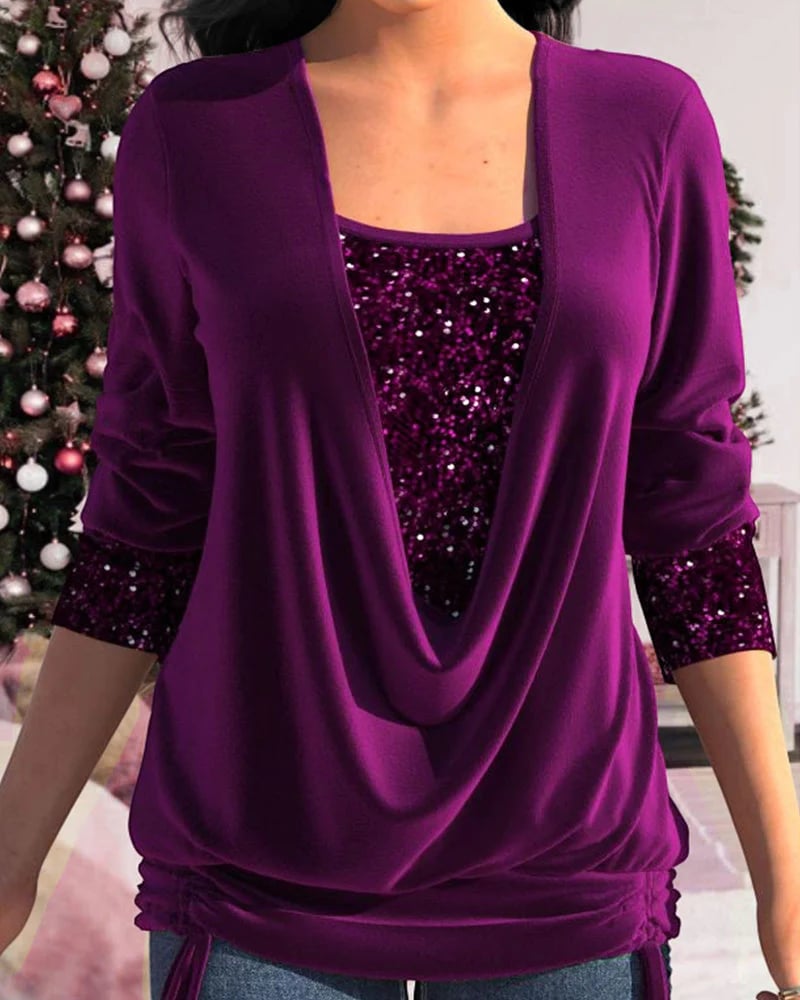 GR - Long-sleeved women's shirt with sequins
