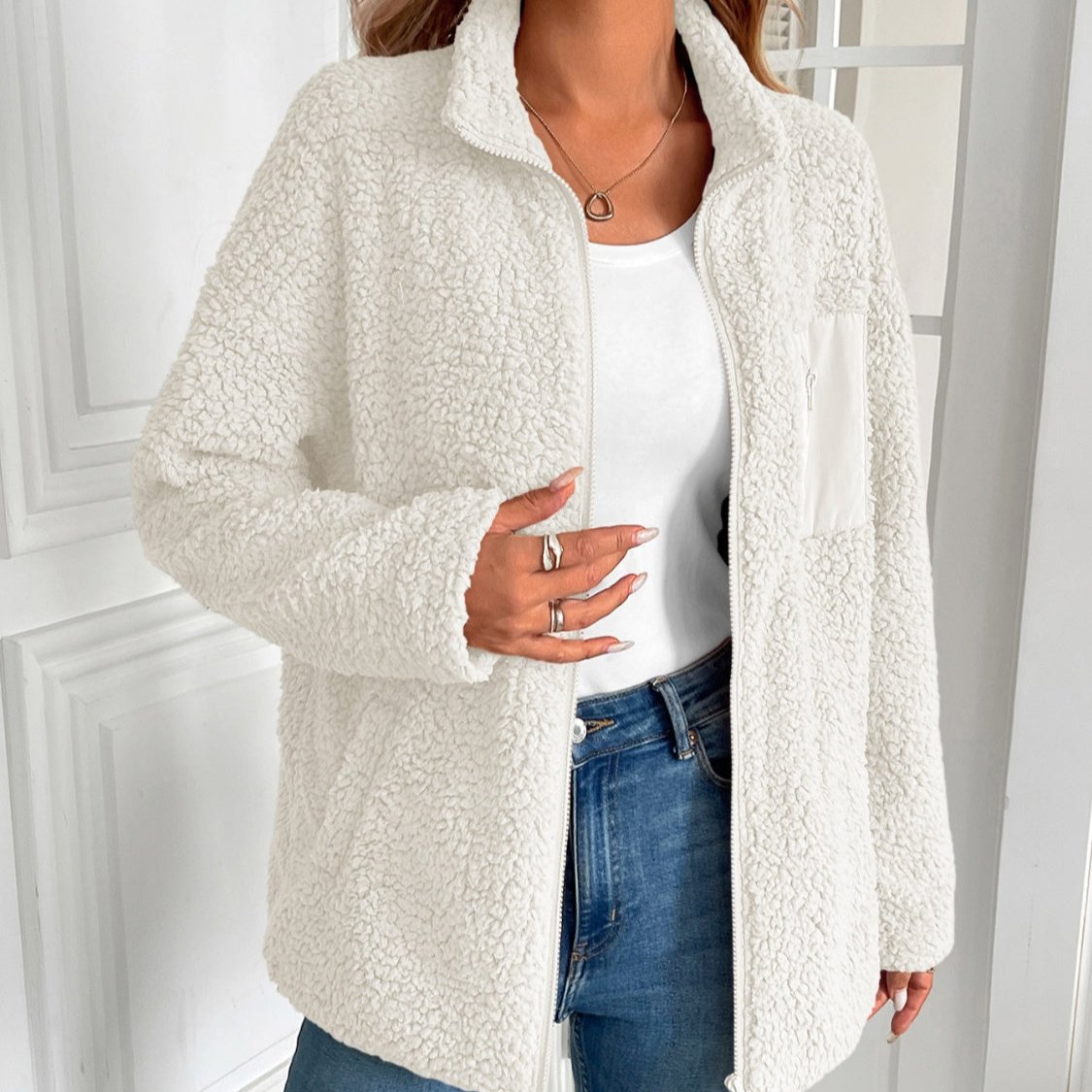 GR | Casual Winter Zip-Up Fuzzy Jacket for Women