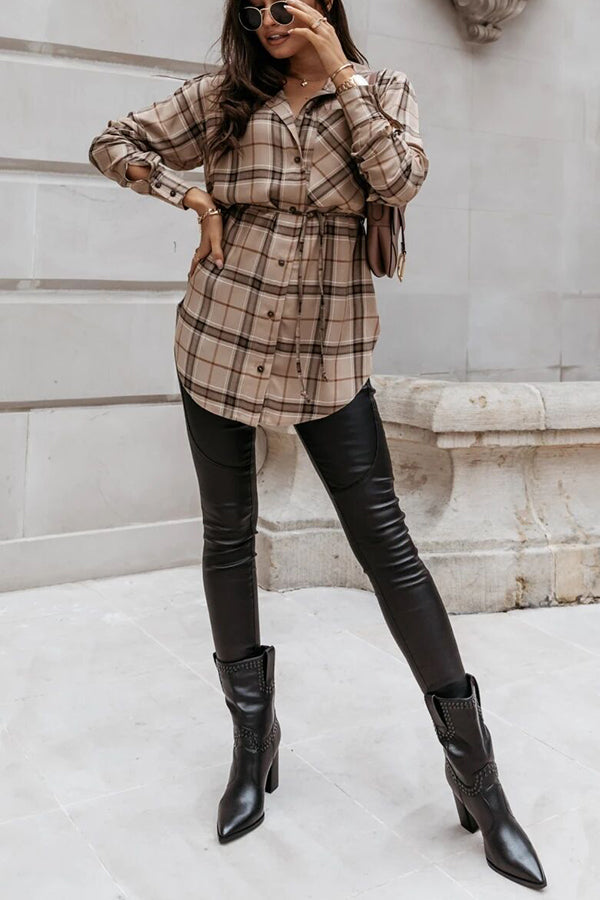 GR | Grab My Hand Checkered Button-Up Belt Shirt