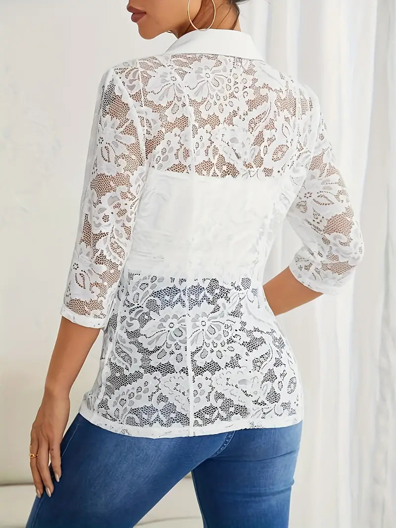with lace and contrasting open front