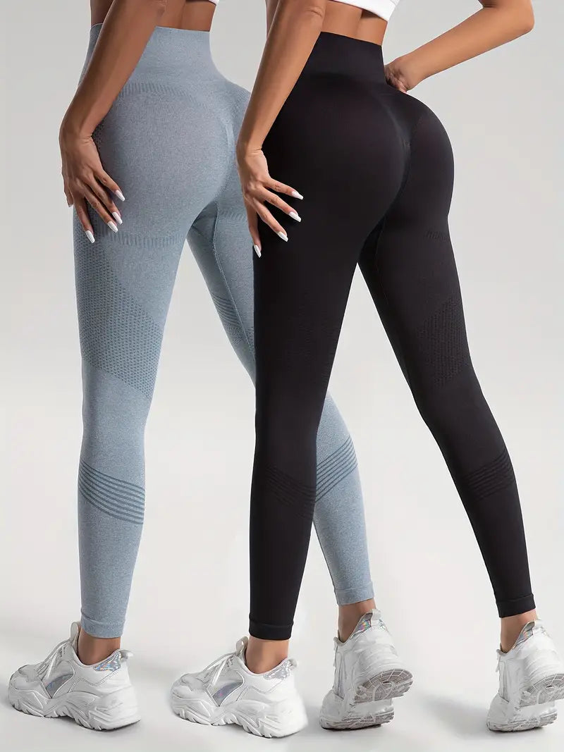 GR | 2 pcs. Sports leggings for yoga and fitness. Solid color with high stretch.