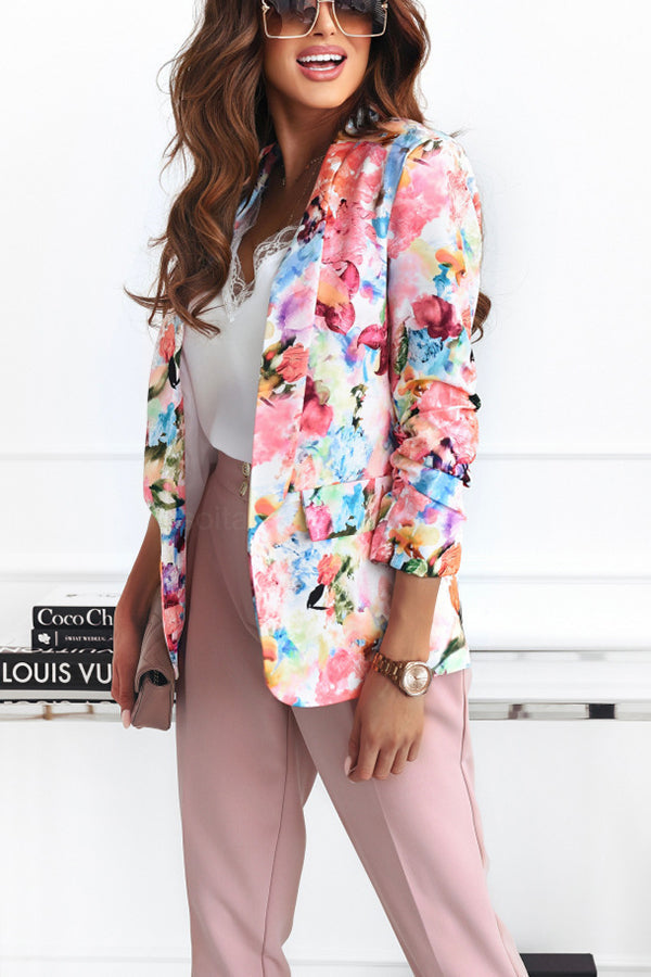 GR | Free and Genuine Floral Lapel Leisure Suit Blazer