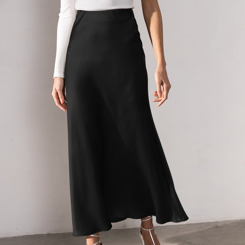 GR | Stylish high-waisted skirt Silky Ice Silk skirt 