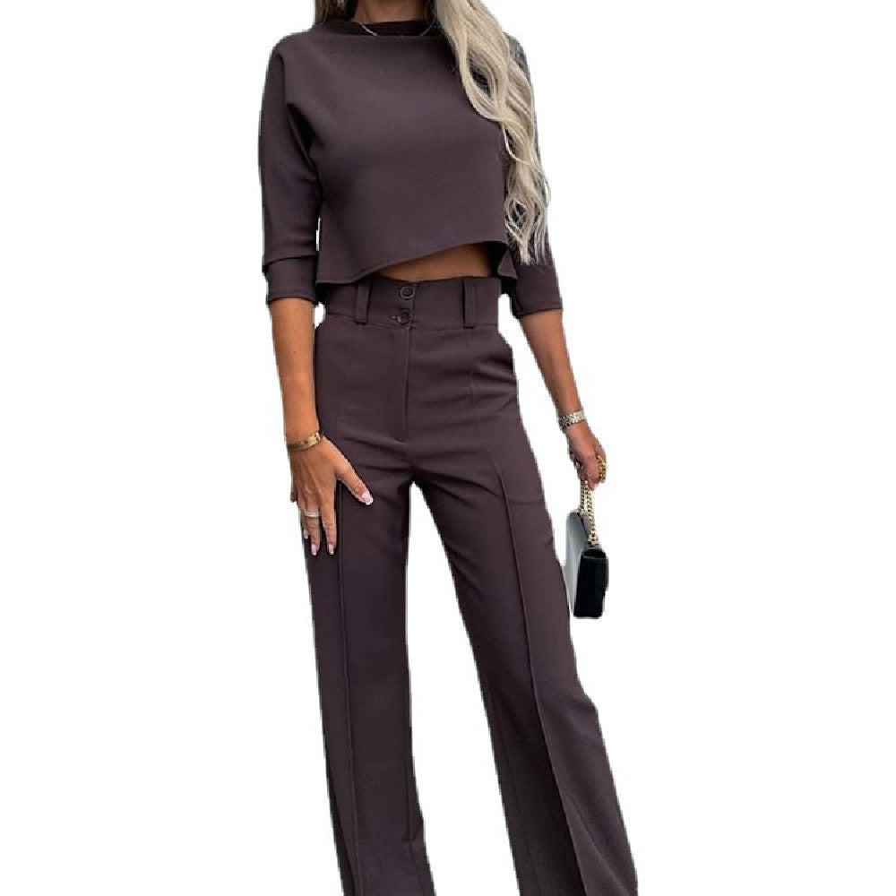 GR fitted wide-leg fashion tops
