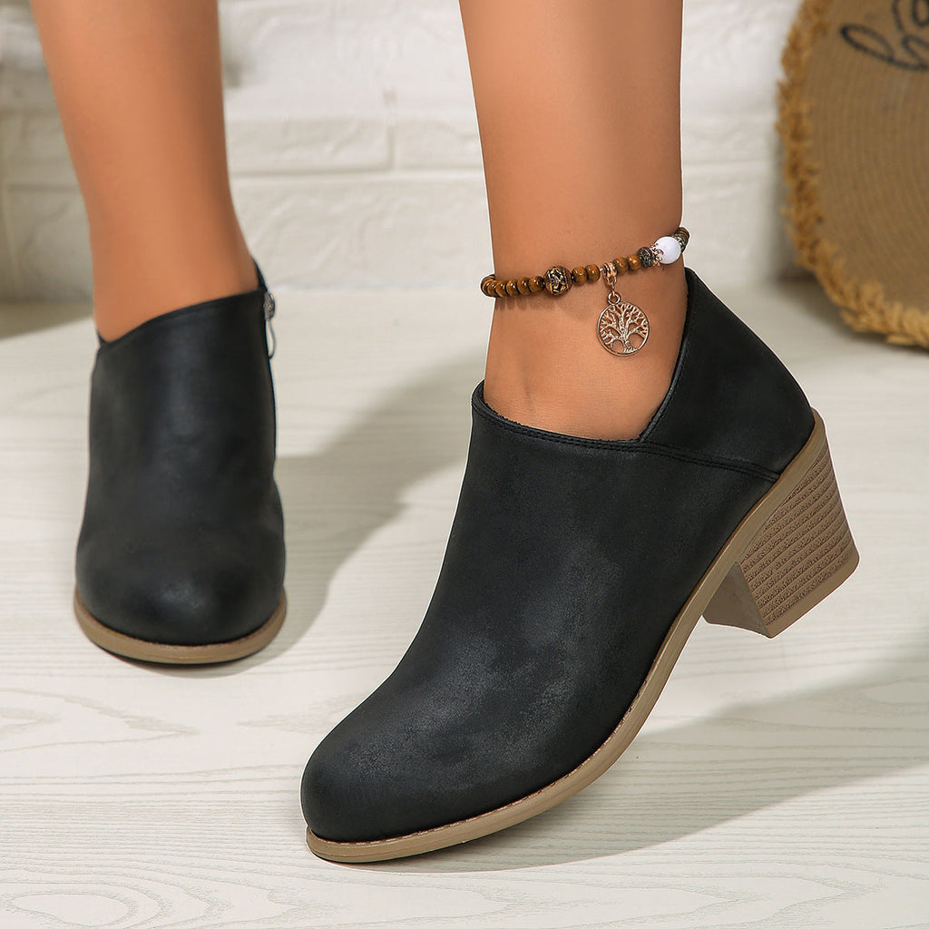 GR | Ankle boots - Women's comfortable boots with block heel and zipper