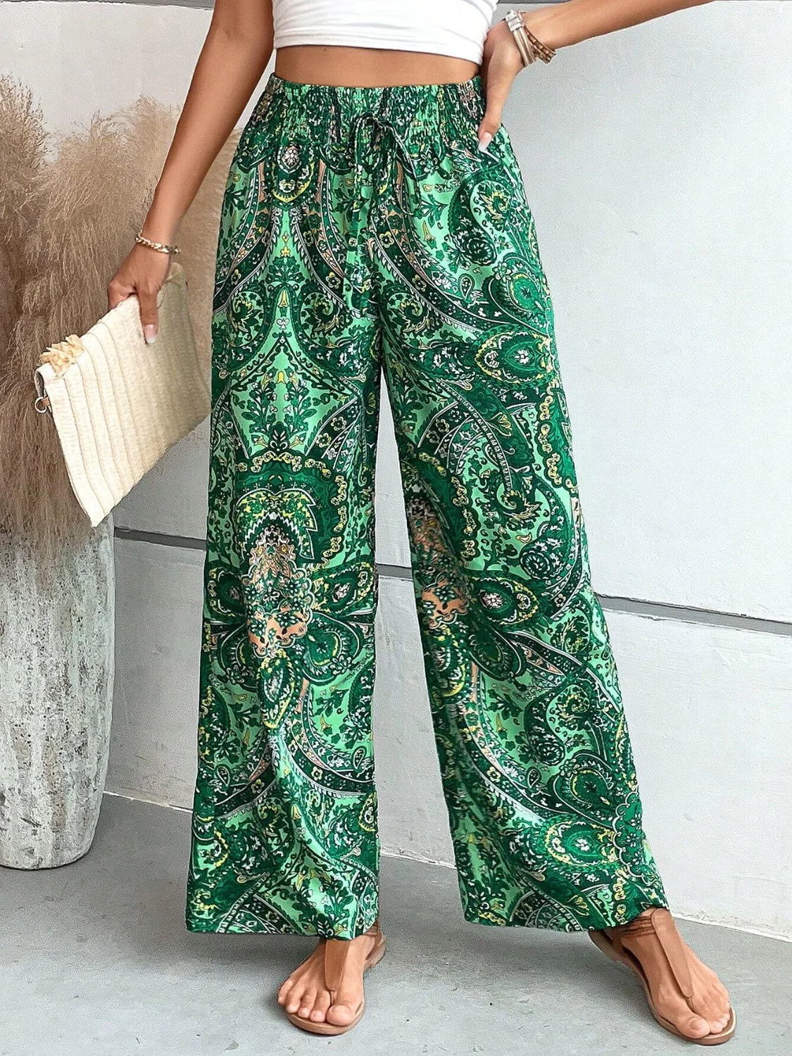 GR | Elegant Printed Wide Leg Trousers