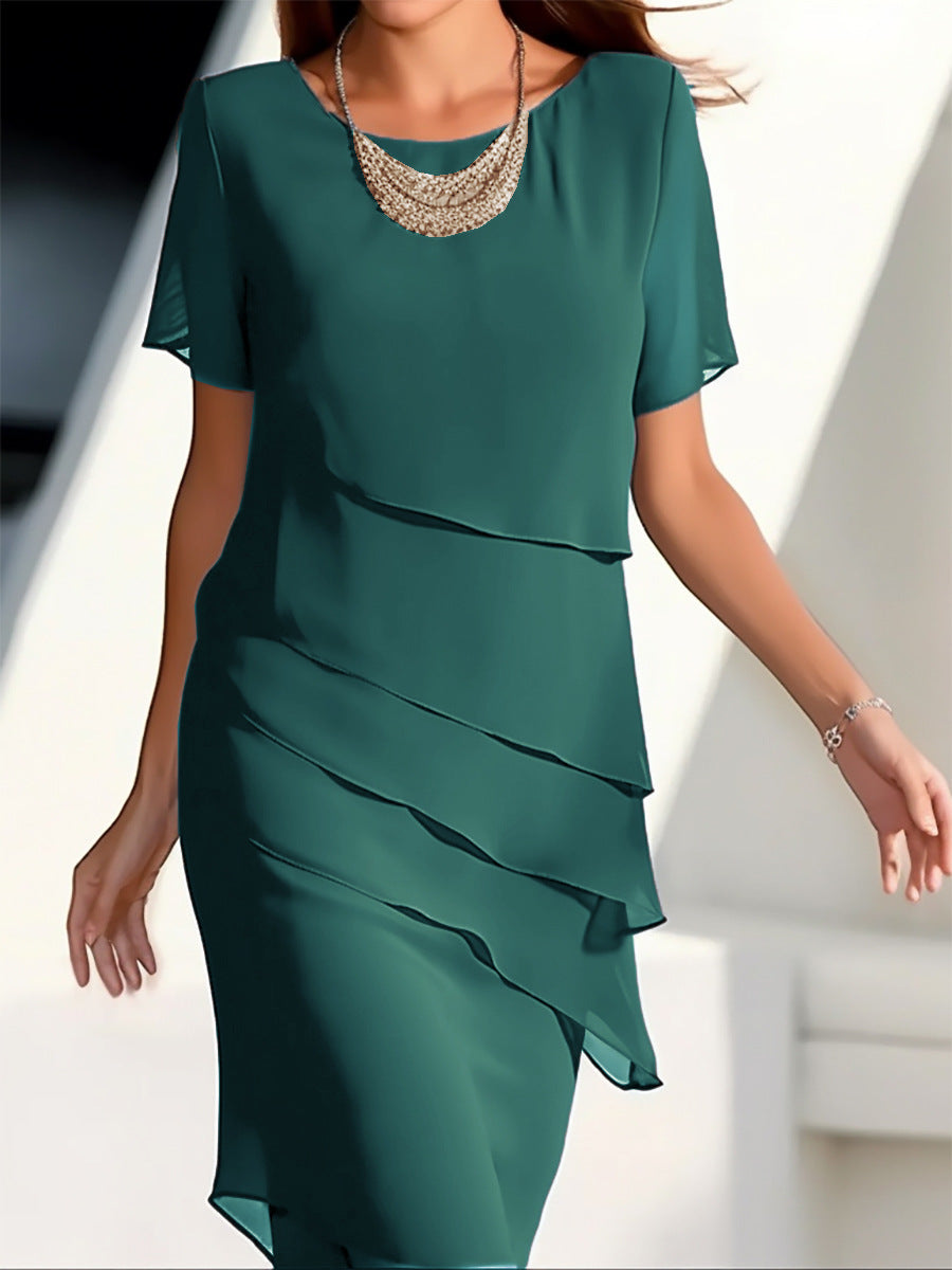 GR | Stilvolles Mid-Waist-Kleid mit Splicing-Detail
