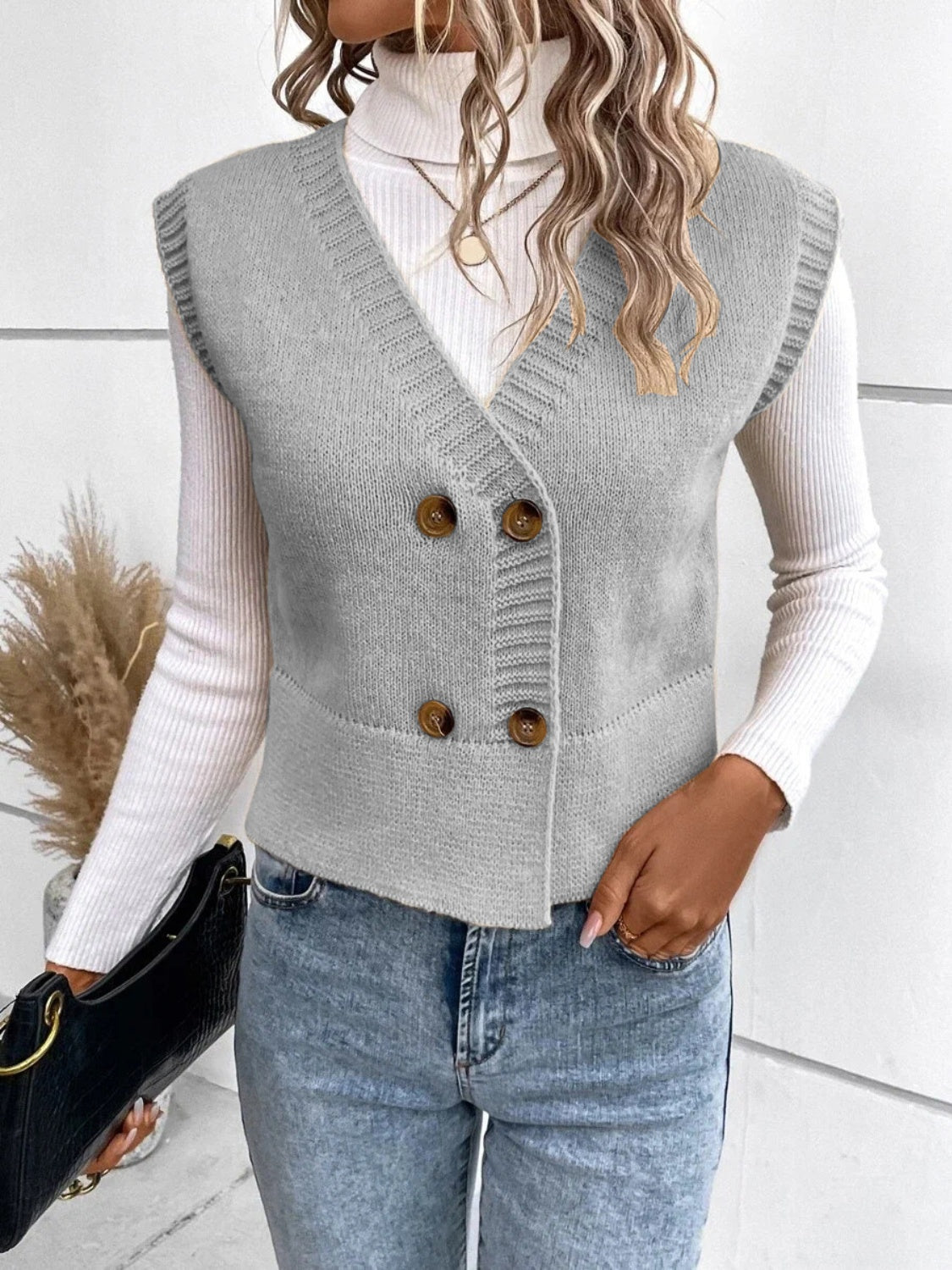 GR | Stylish Autumn Classic Button-Down V-Neck Sweater Vest for Women