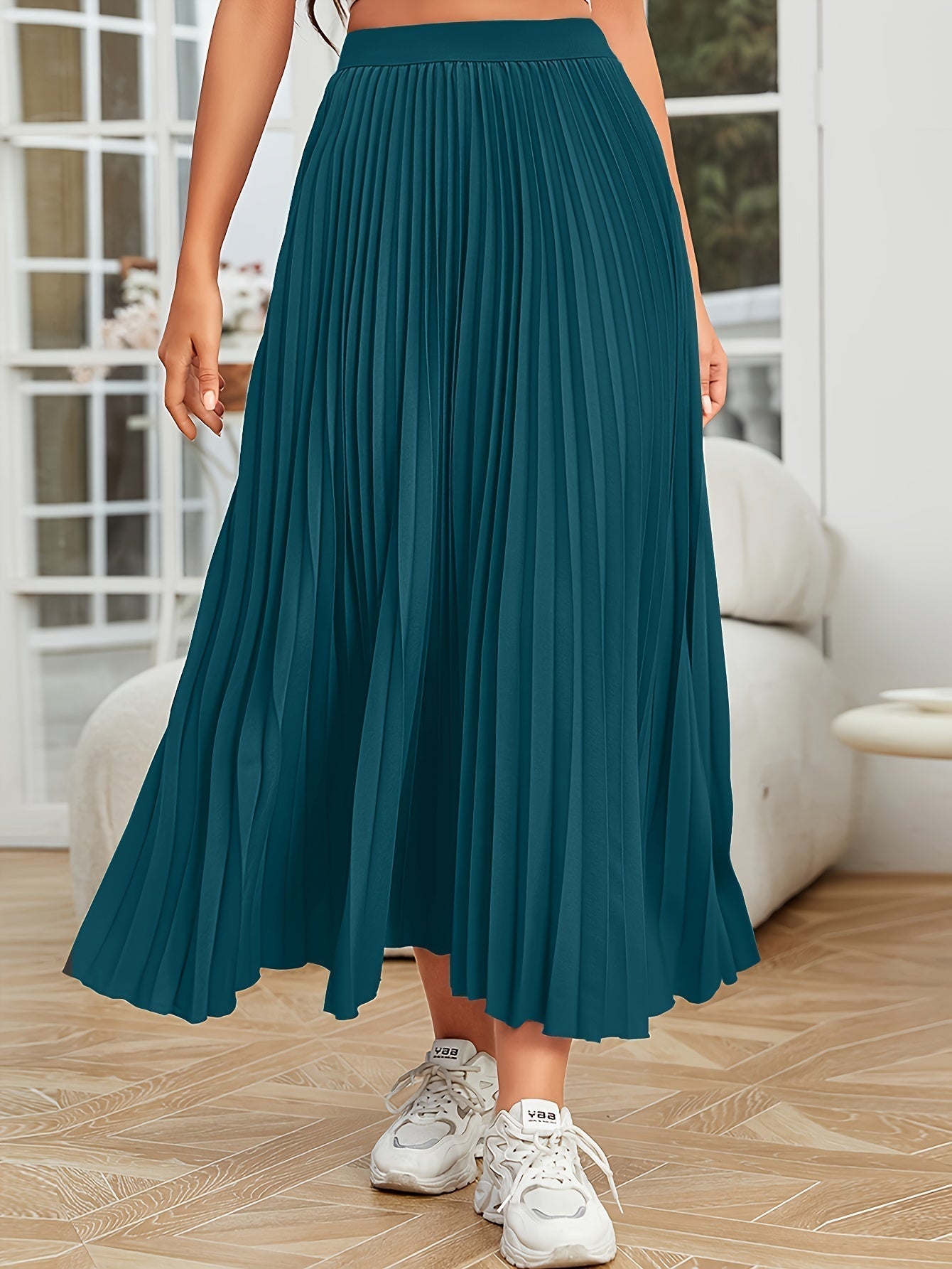 GR | Pleated plain curly skirt