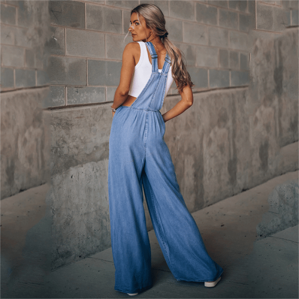 GR | Women's wide-leg denim overalls
