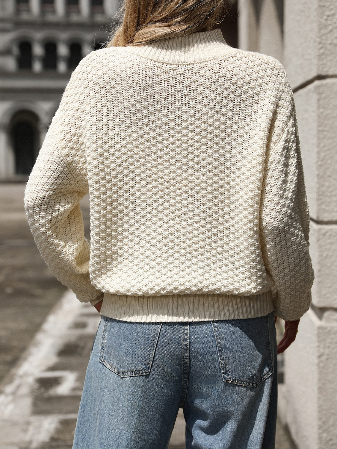 GR | Langarm-Mock-Neck-Pullover Für Frauen