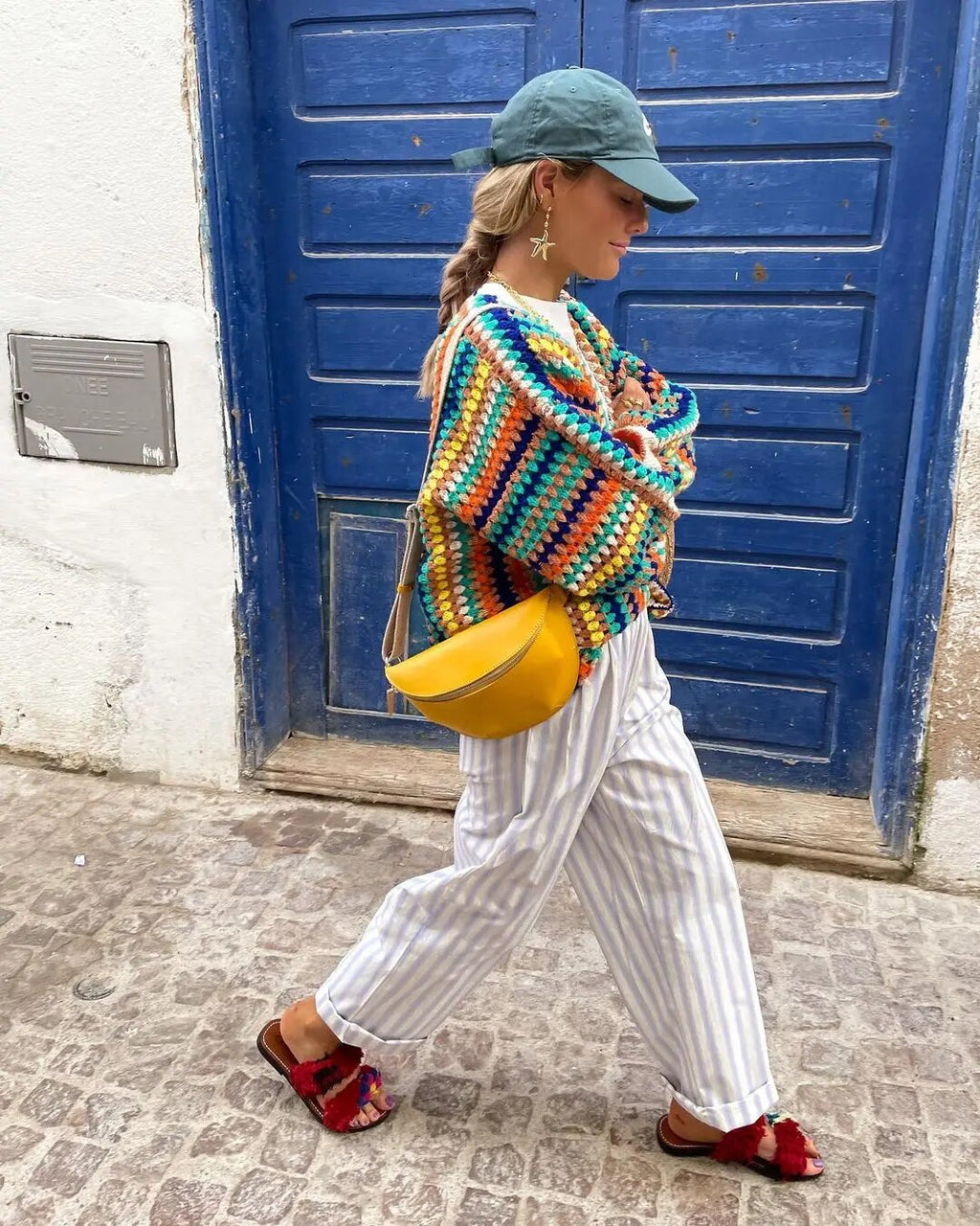 GR | Bunte gehäkelte Strickjacke