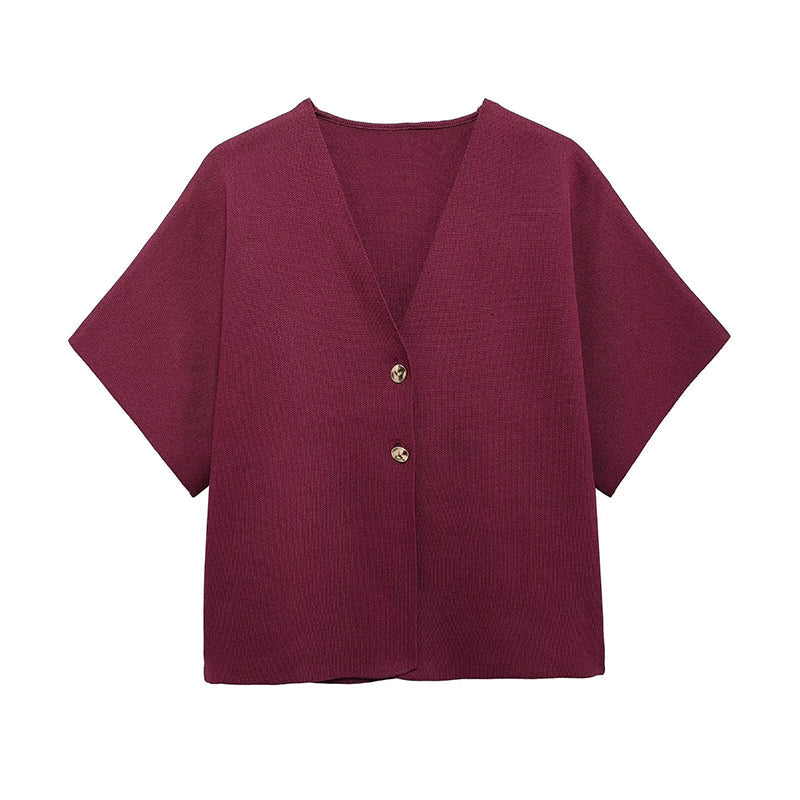 GR | Casual solid color knit top for women