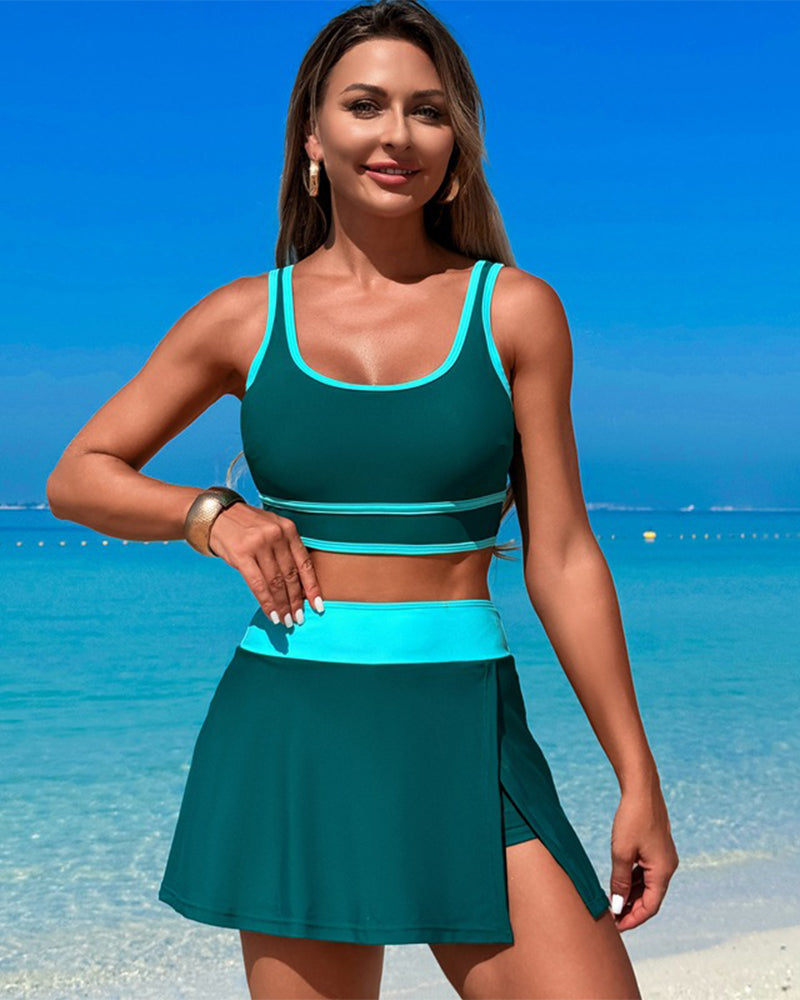 GR | Quick-Drying Two-Piece Swim Skirt Set