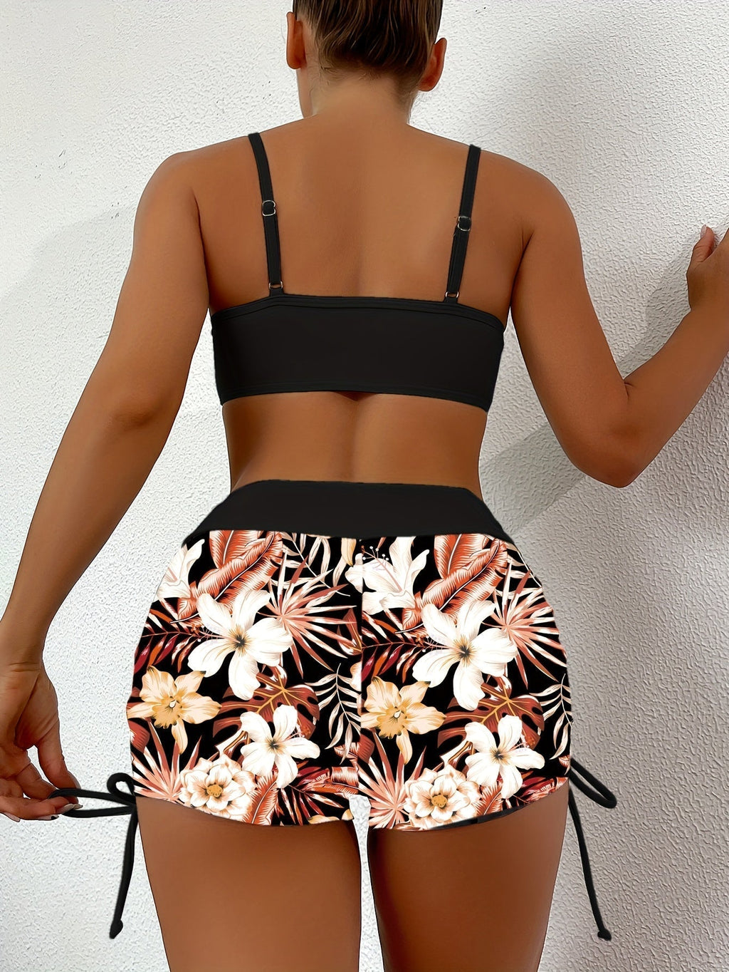 GR | High-waisted bikini set with drawstring for women