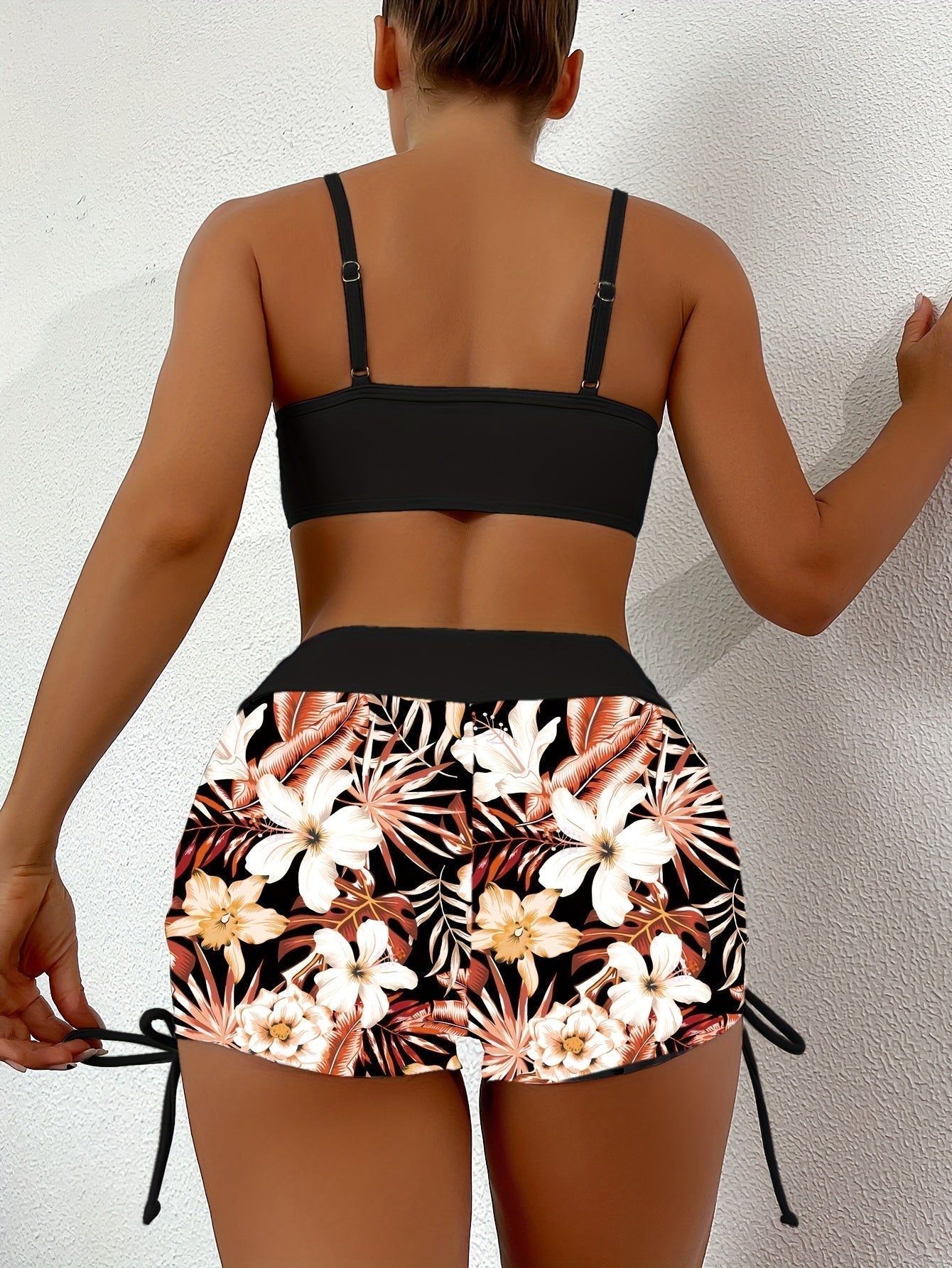 GR | High-waisted bikini set with drawstring for women