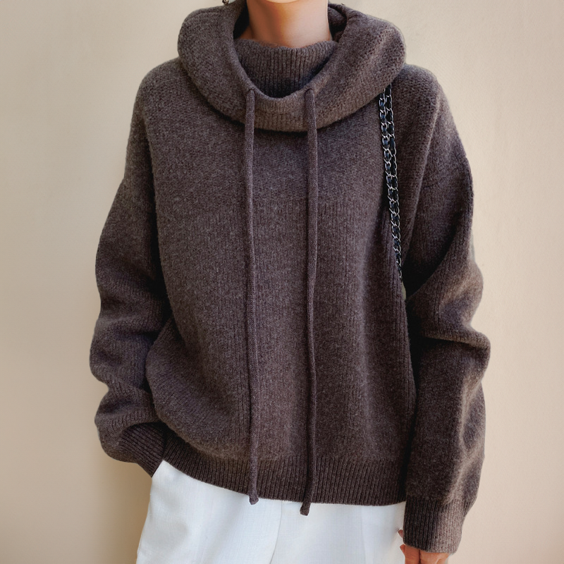 GR | Hoodie - Oversized women's pullover with stand-up collar