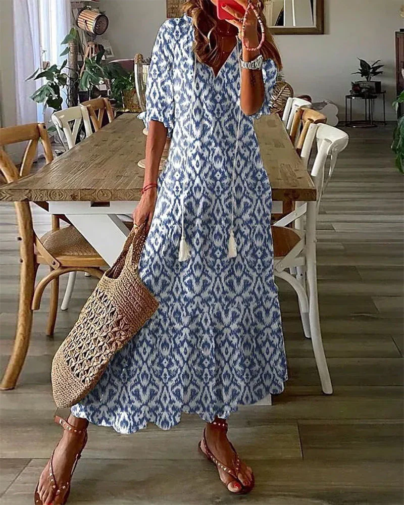 GR | Damen Elegante Boho Kleid Sommer