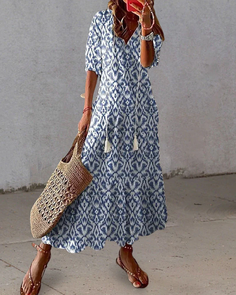 GR | Damen Elegante Boho Kleid Sommer