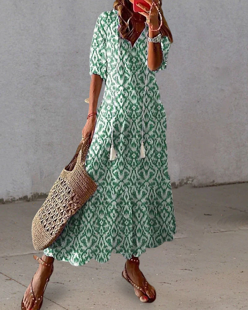 GR | Damen Elegante Boho Kleid Sommer