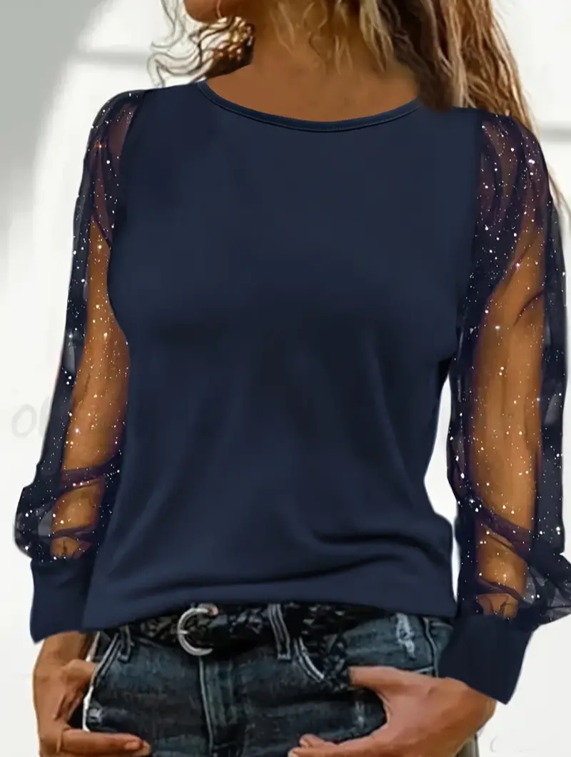 GR | Women's Glitter Tops Black Top