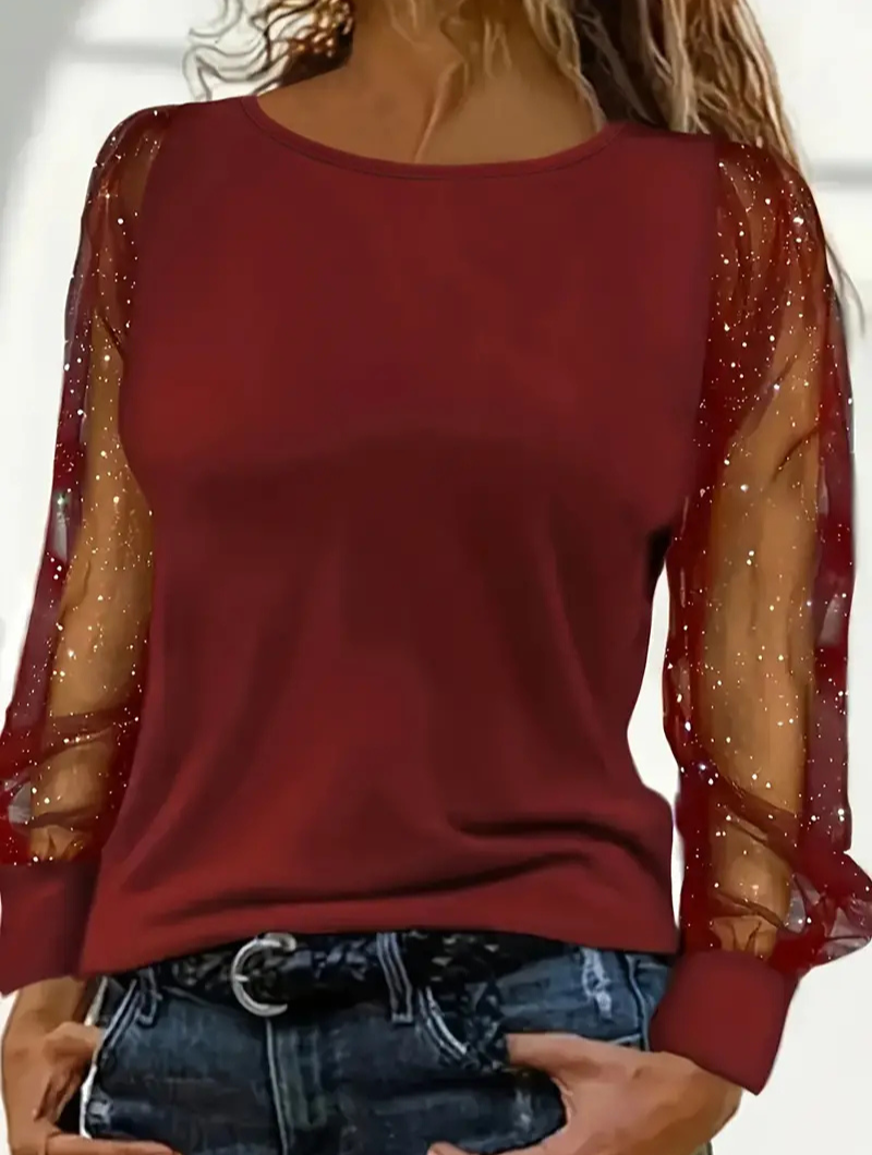 GR | Women's Glitter Tops Black Top