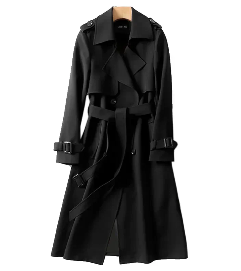 GR | Women's Long Trench Coat Black
