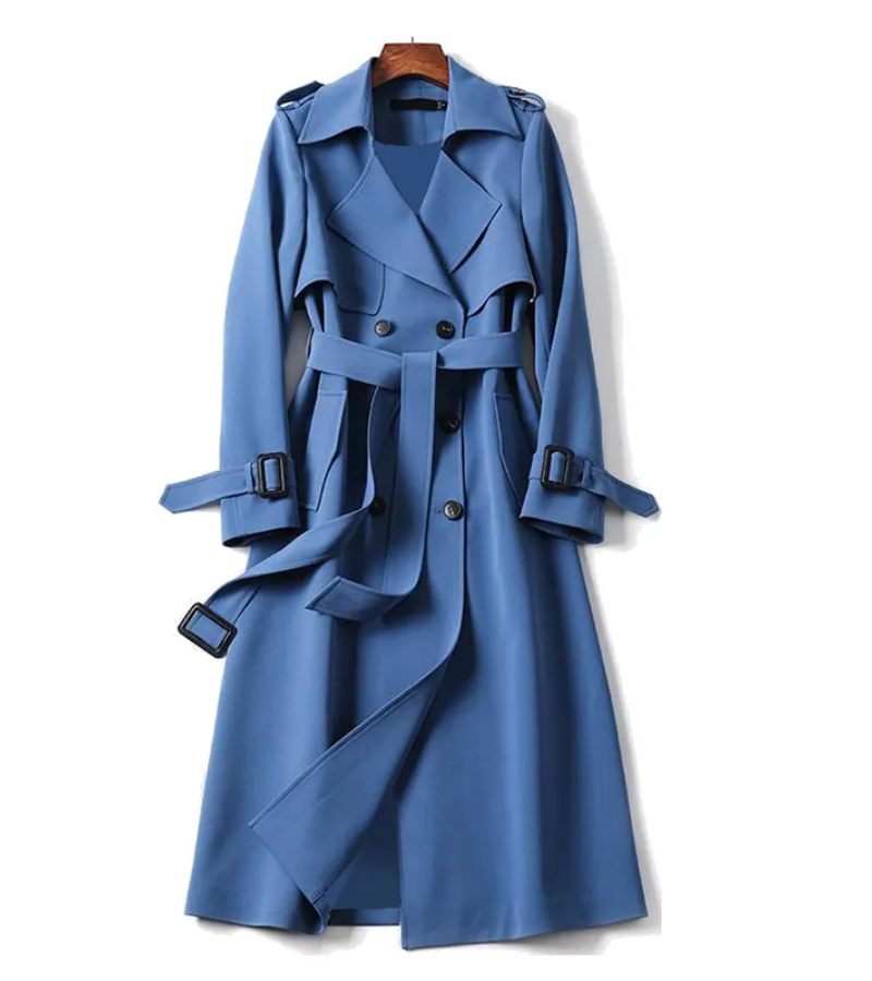 GR | Women's Long Trench Coat Black