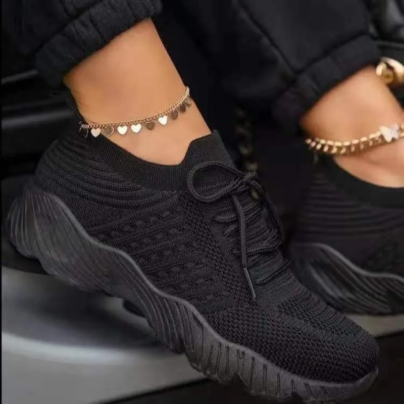 GR | Women's Black Sneakers, Fashionable Trainers
