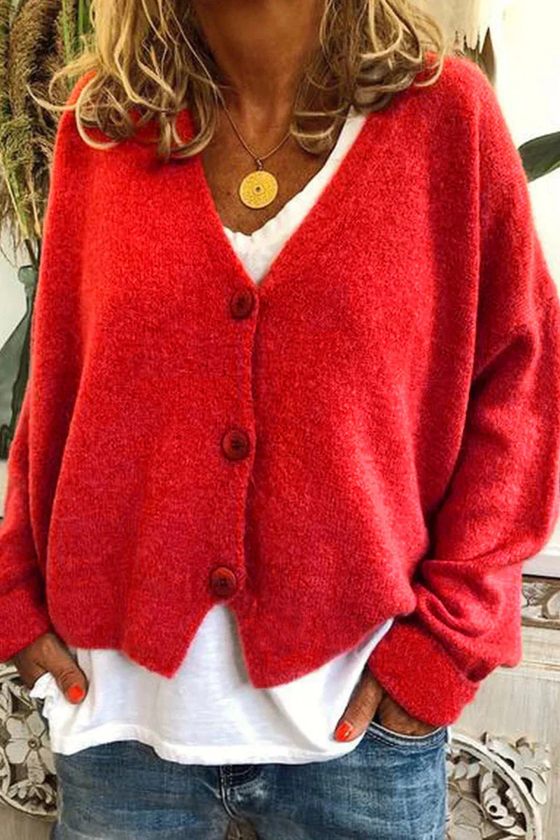 GR | Damen Strickjacke Kurz Rot