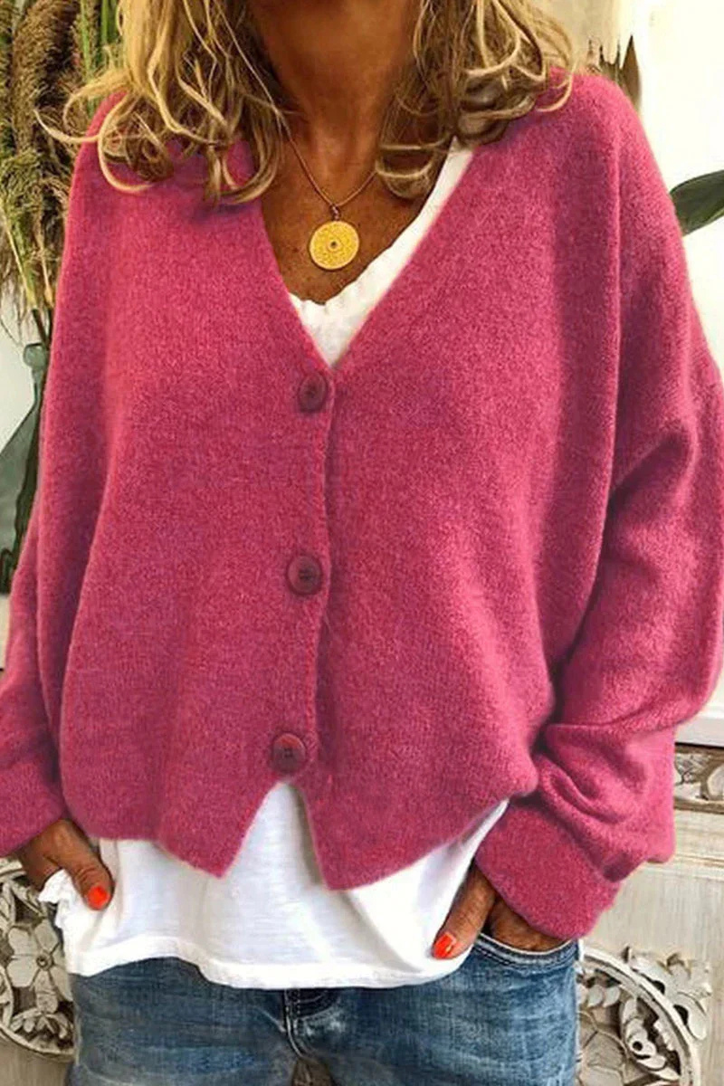 GR | Damen Strickjacke Kurz Rot
