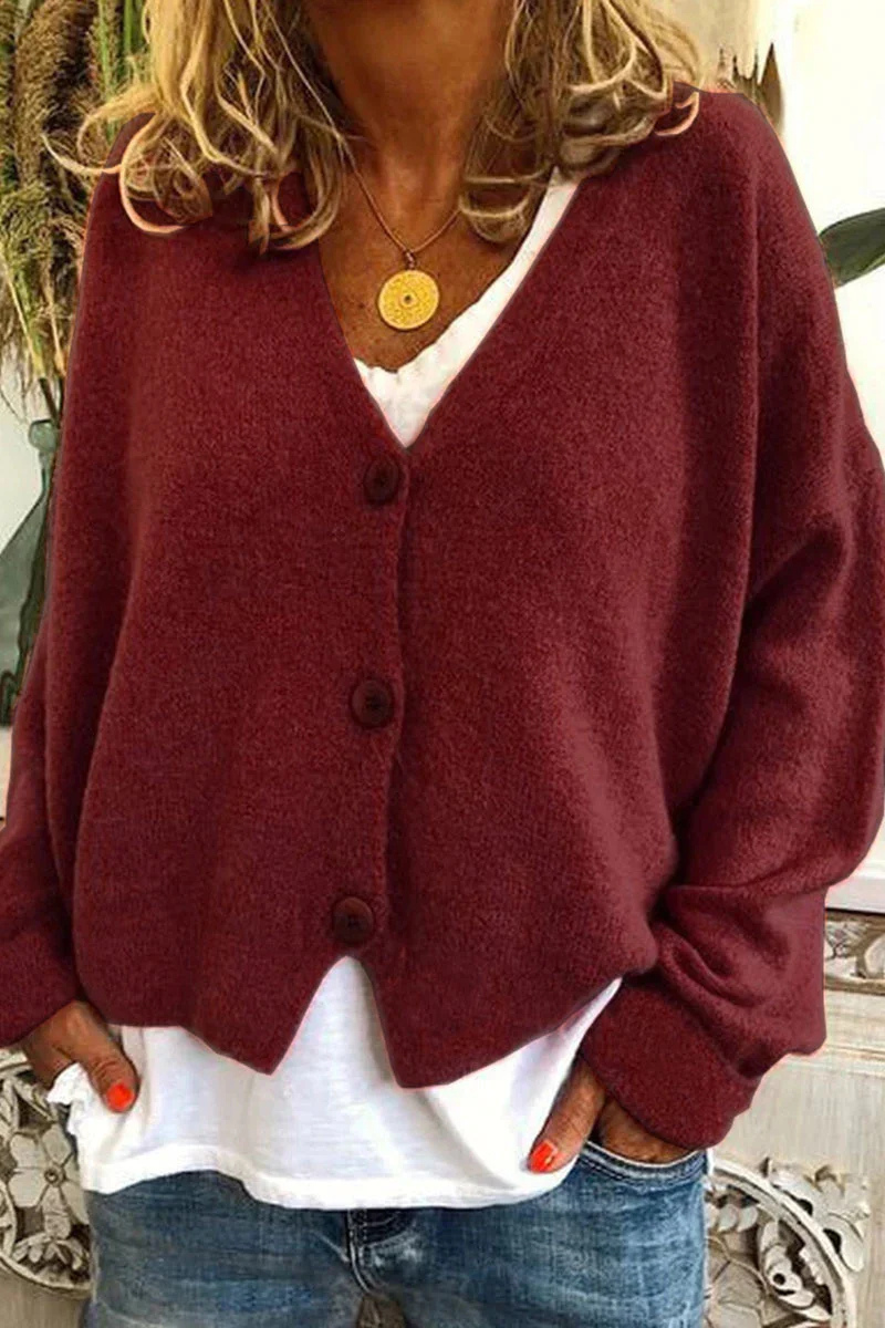 GR | Damen Strickjacke Kurz Rot
