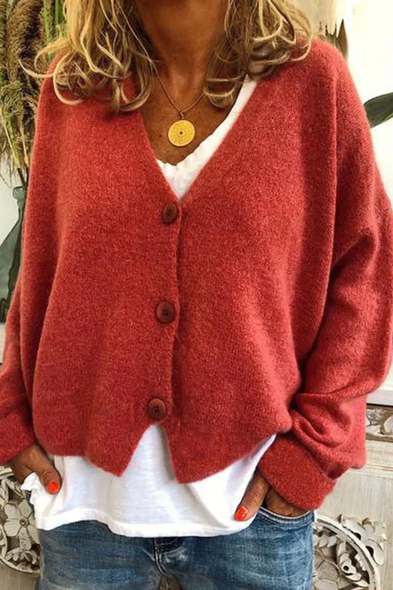 GR | Damen Strickjacke Kurz Rot
