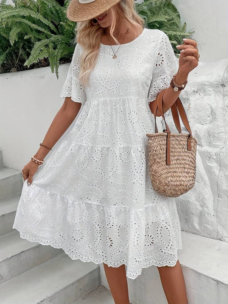 GR | Weiß Sommerkleid Midi