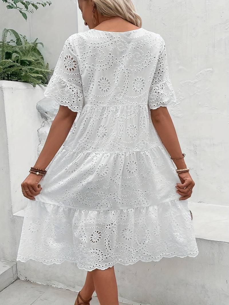 GR | Weiß Sommerkleid Midi