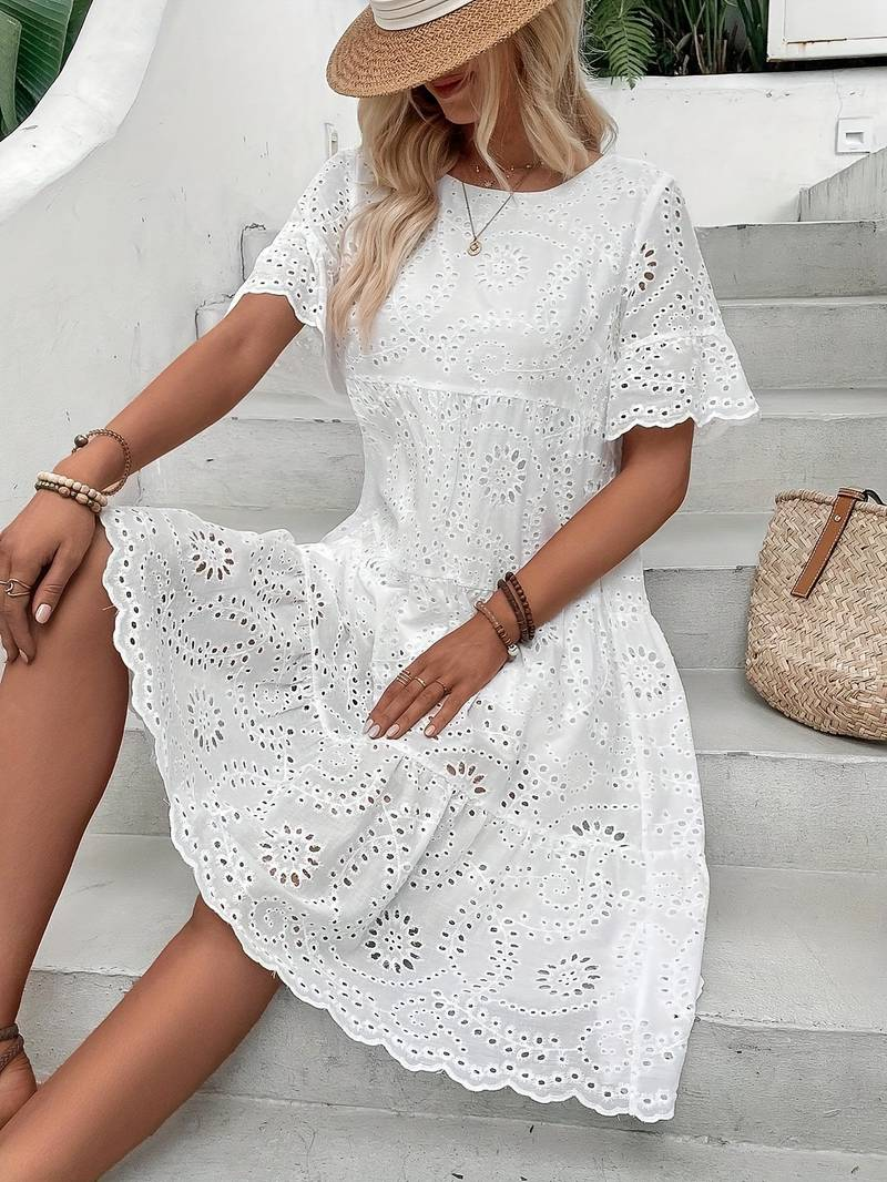 GR | Weiß Sommerkleid Midi