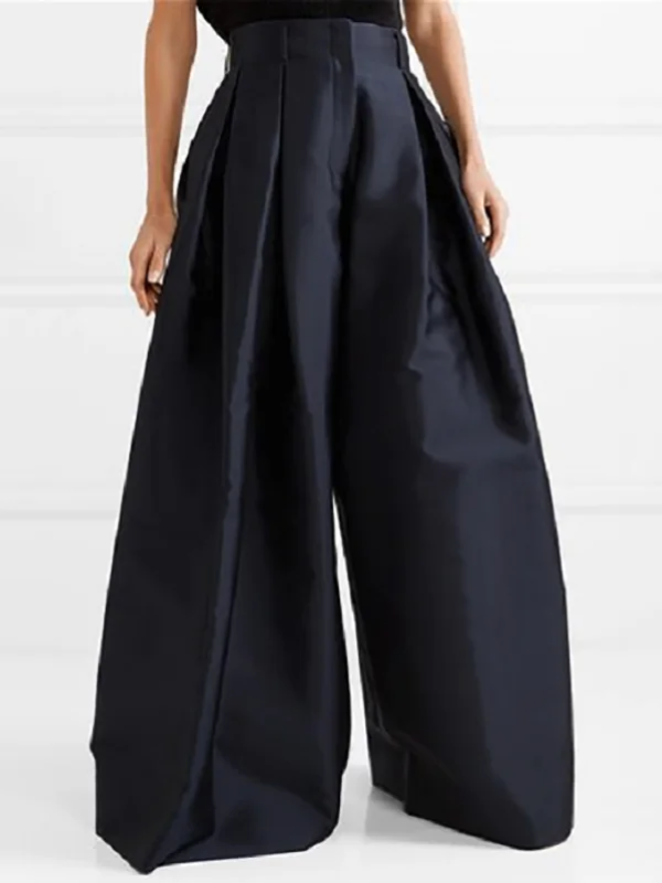 GR | Lockere Hose mit Hoher Taille Weitem Bein und Plissee Taschen