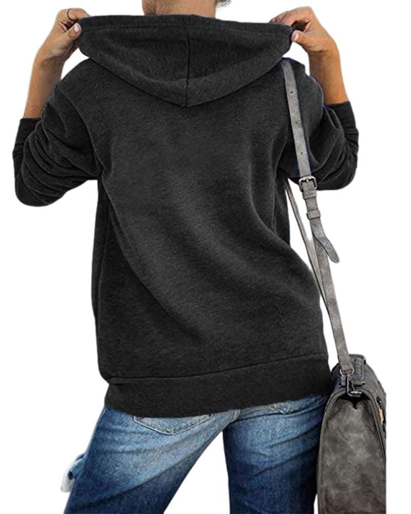 GR | Damen Schwarzer Zip-Kapuzenpulli