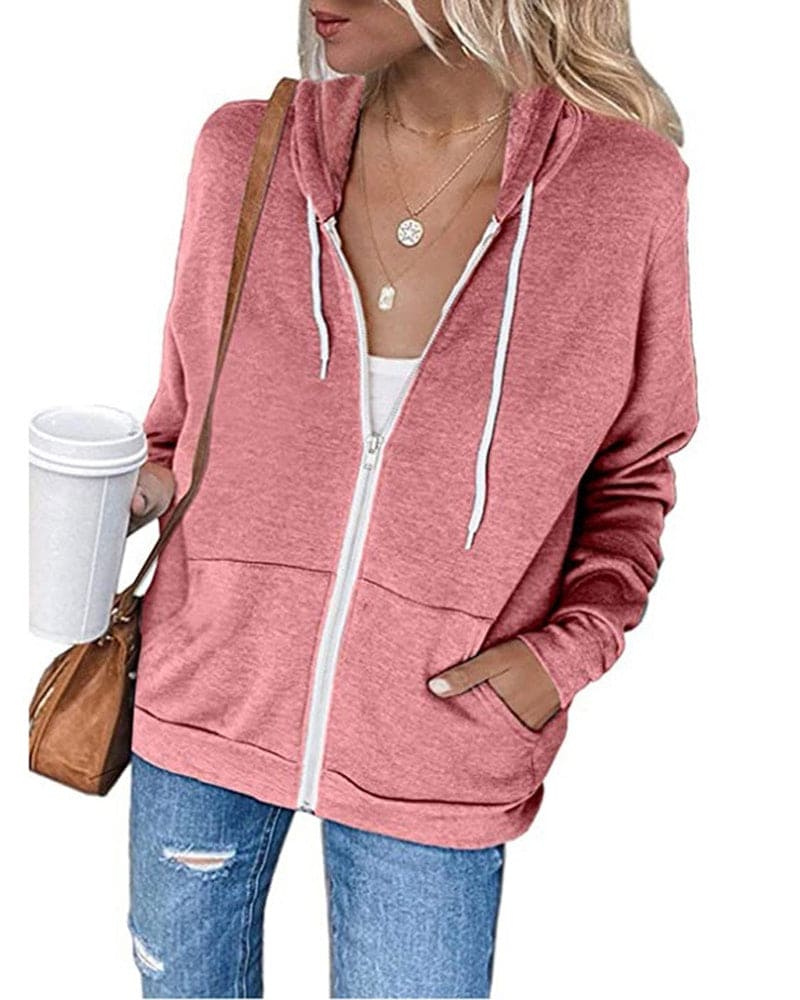 GR | Damen Schwarzer Zip-Kapuzenpulli