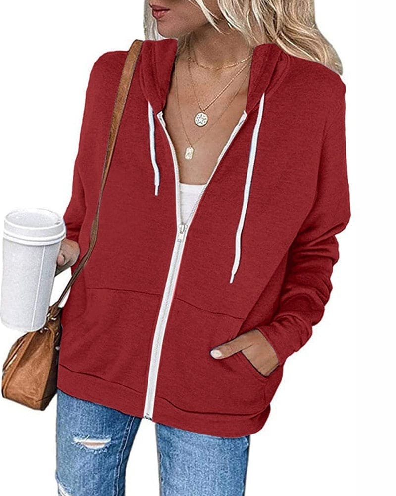 GR | Damen Schwarzer Zip-Kapuzenpulli