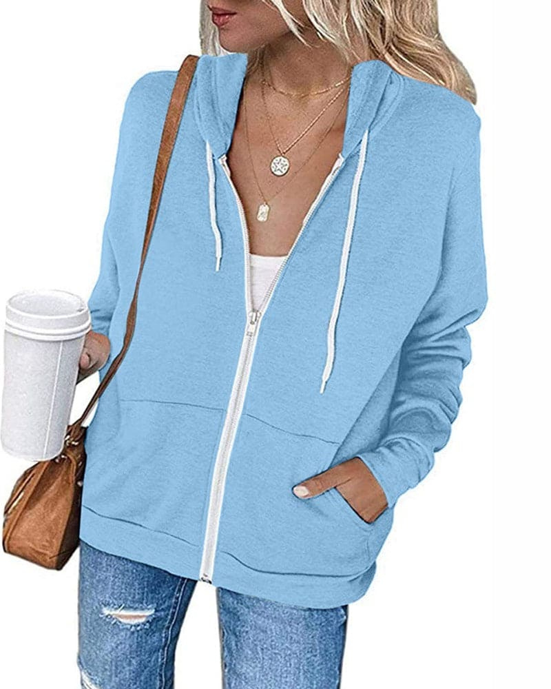 GR | Damen Schwarzer Zip-Kapuzenpulli